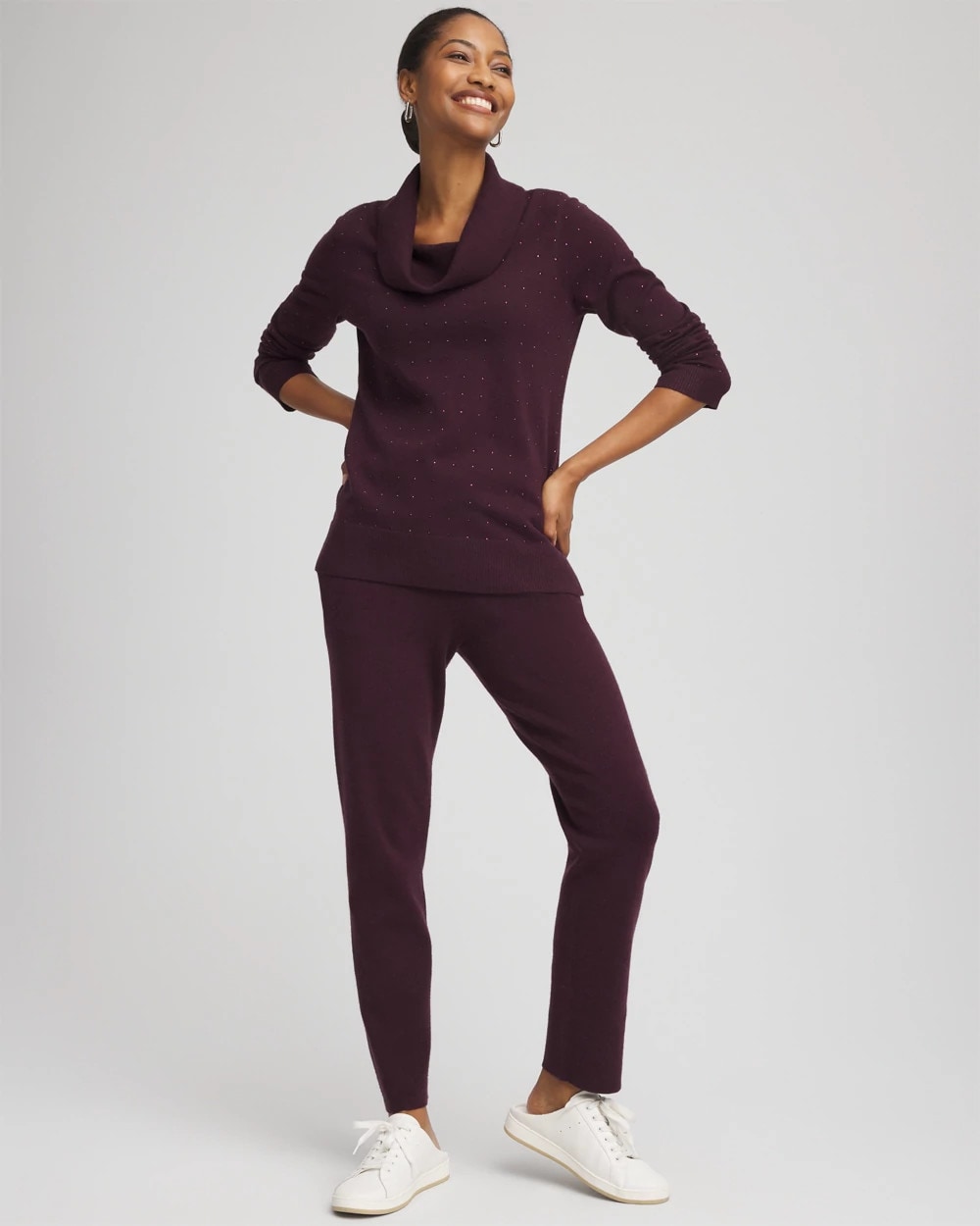 Night Bloom Zenergy® Luxe Diamante Cowlneck Tunic