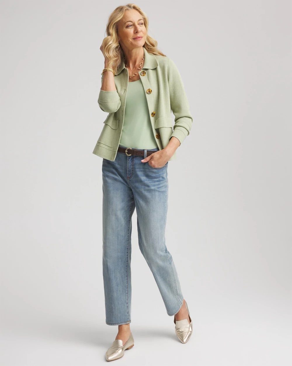 Sage Meadow Button-Front Cardigan Jacket