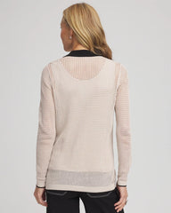 Smokey Taupe Pointelle Polo Cardigan