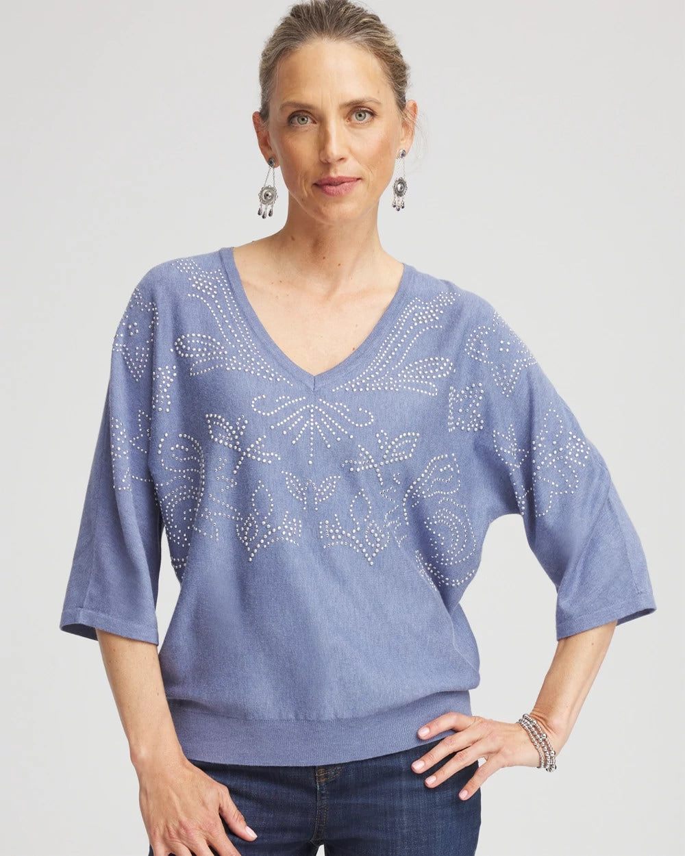 Blue Lotus Dolman V-Neck Sweater