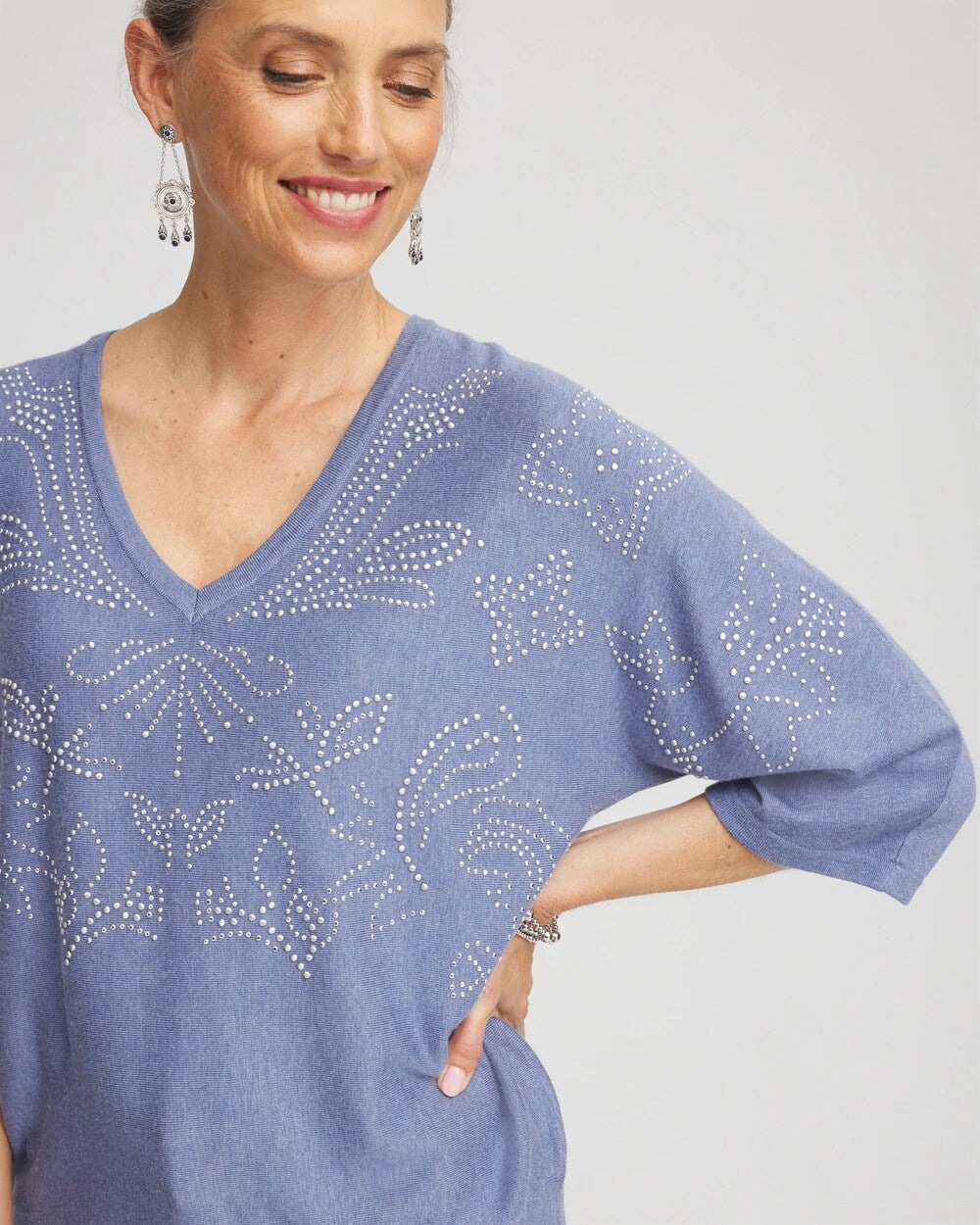 Blue Lotus Dolman V-Neck Sweater
