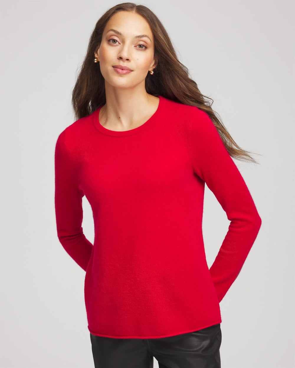 Red Crewneck Cashmere Pullover Sweater
