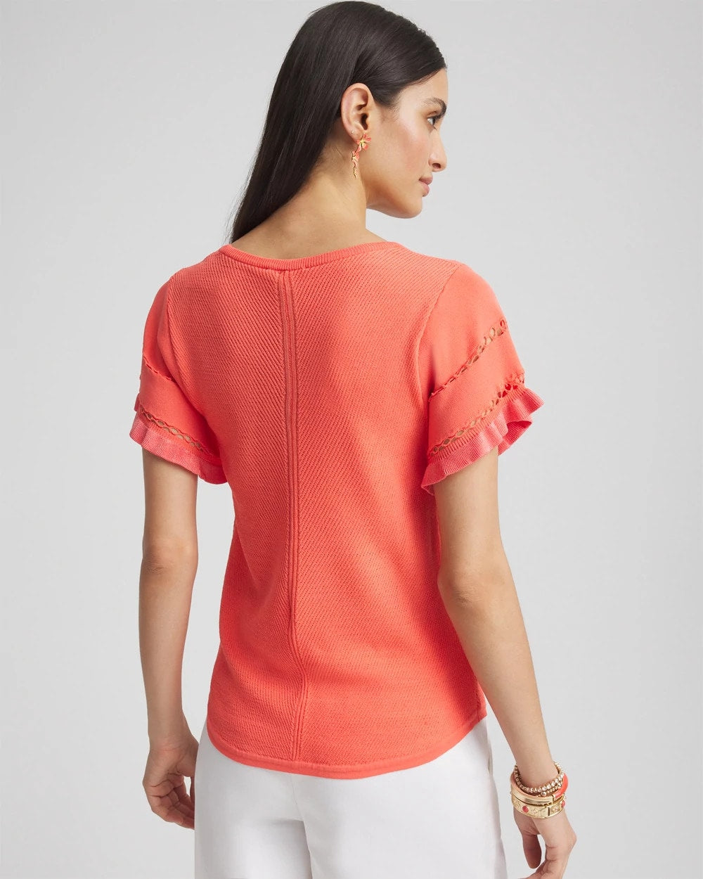 Melon Mambo Cutout Short-Sleeved Pullover Sweater