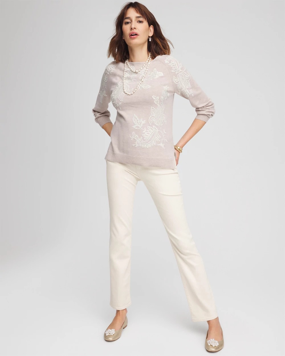Helium Embroidered Boatneck Sweater