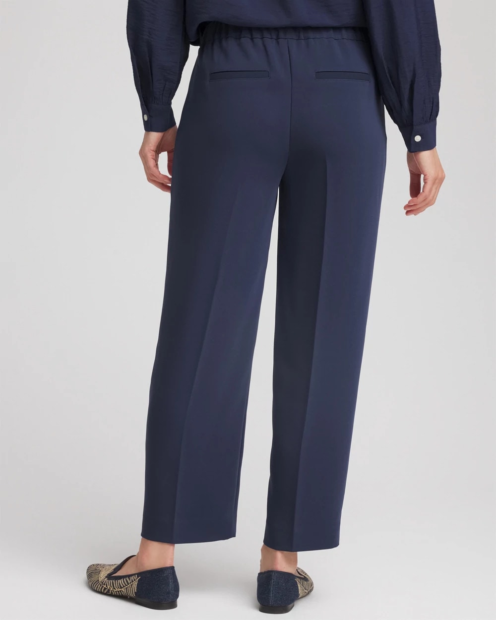 Passport Blue Stretch Crepe Tapered Ankle Pants
