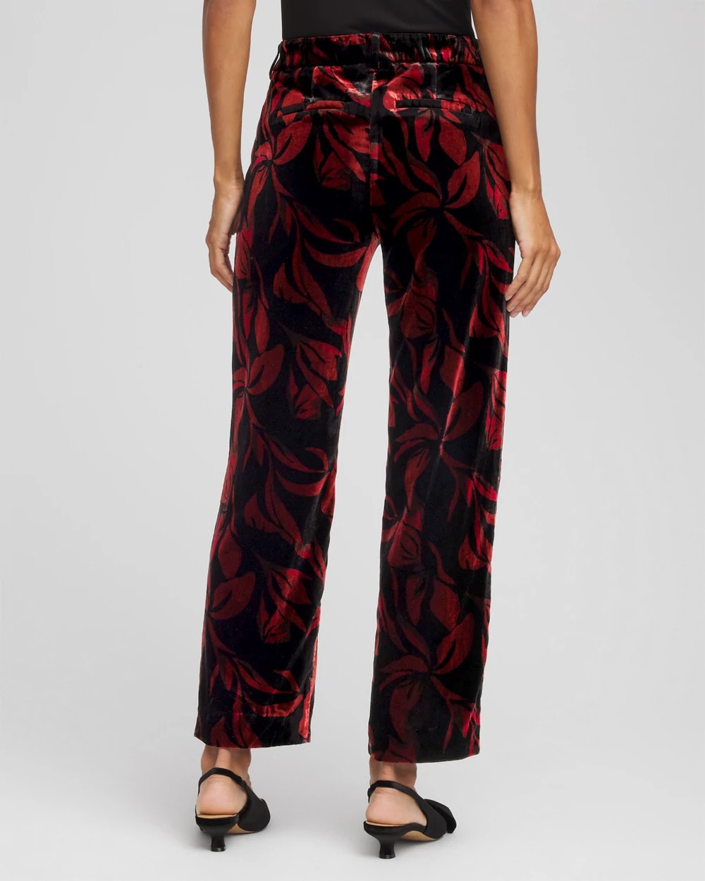 Black Velvet Rose Slim Ankle Pants