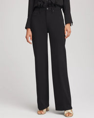 Black Five-Pocket Wide-Leg Ponte Pants