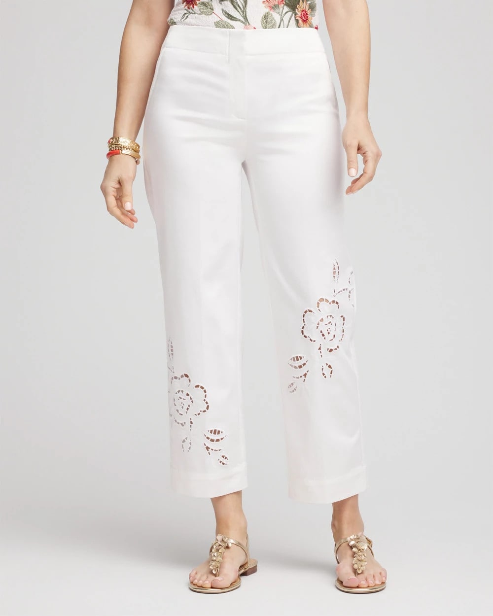 Alabaster Sateen Cutout Cropped Pants