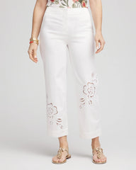 Alabaster Sateen Cutout Cropped Pants