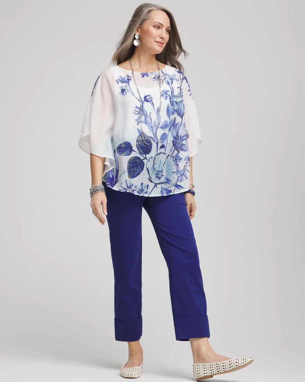 Blue Casa Stretch Sateen Cropped Pants