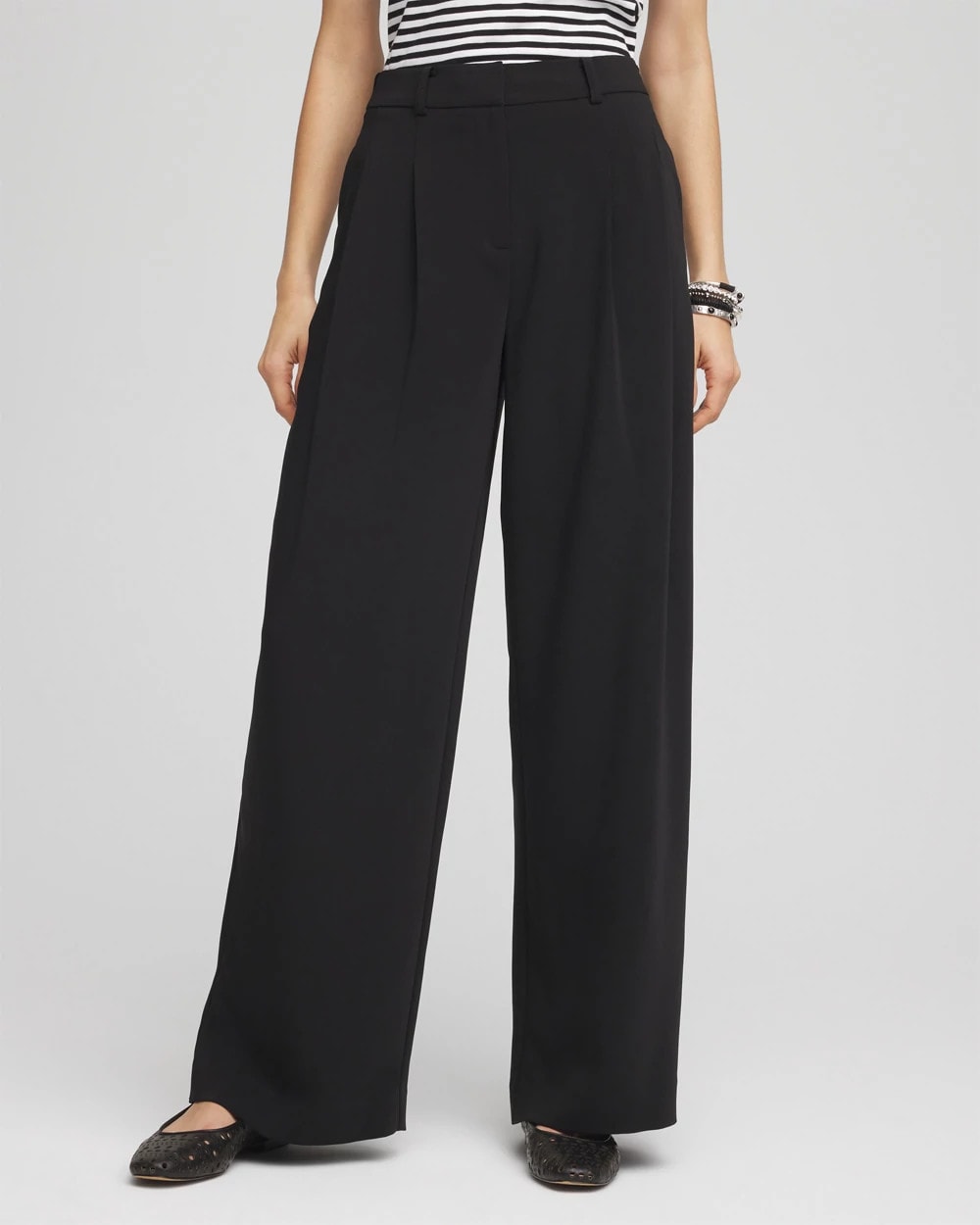 Black Crepe Pleated Relaxed Pants
