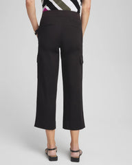 Black Cargo Straight Leg Cropped Pants