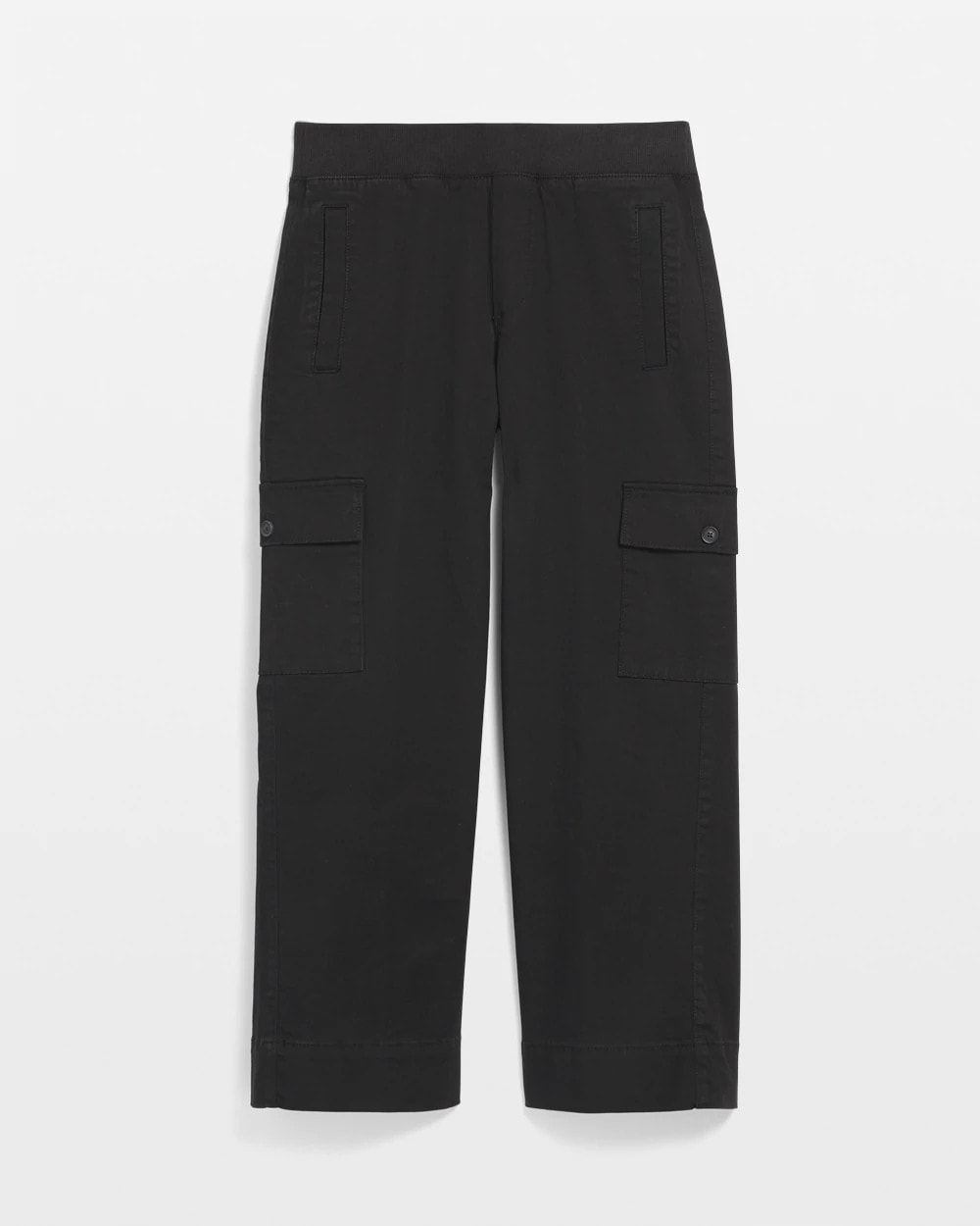 Black Cargo Straight Leg Cropped Pants