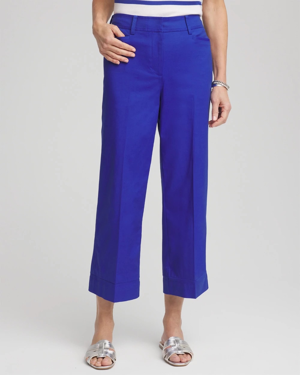 Rich Cobalt Lightweight Relaxed Straight Cropped Pants