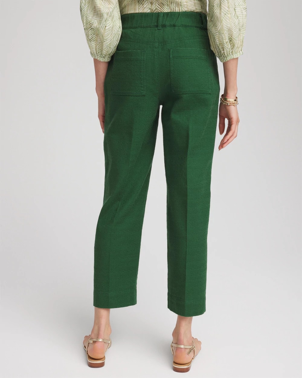 Palm Leaf Cropped Straight-Leg Pants