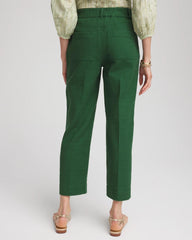 Palm Leaf Cropped Straight-Leg Pants