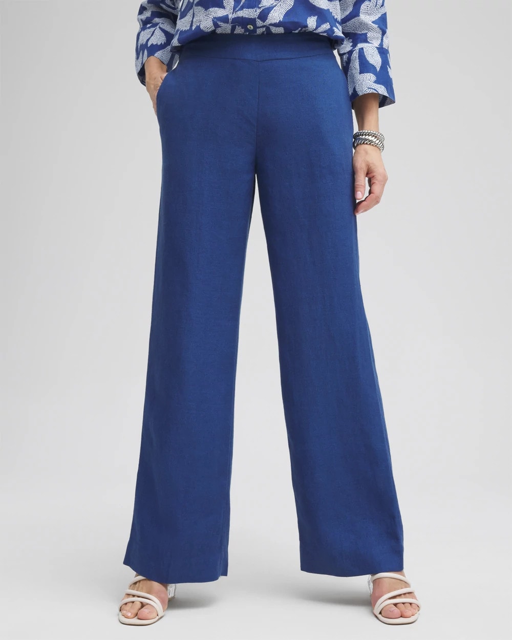 Naval Indigo Linen Trouser Flare Pants
