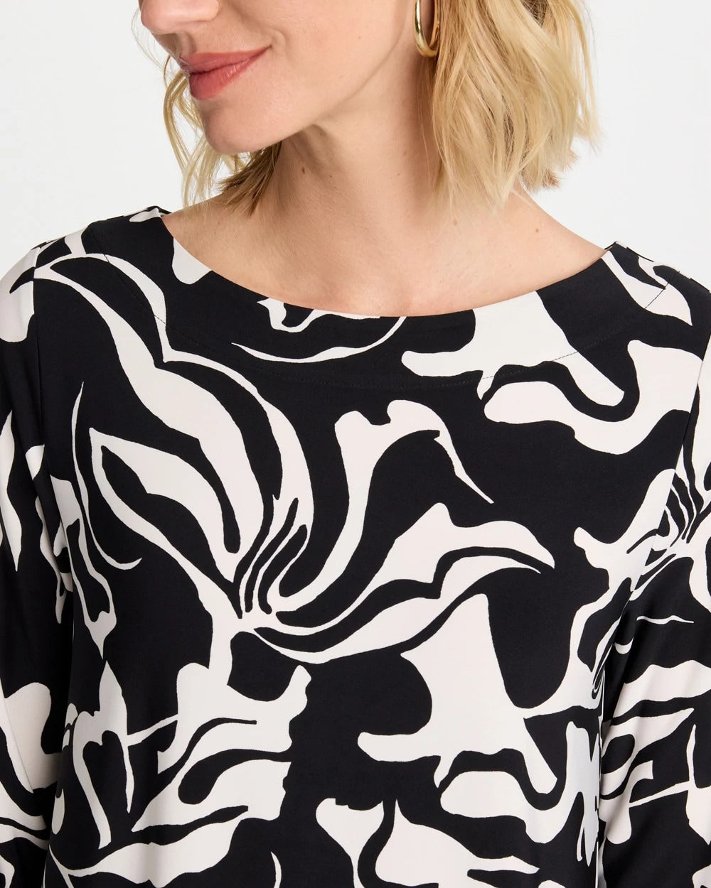 Black Jersey Knit Boatneck Shift Dress