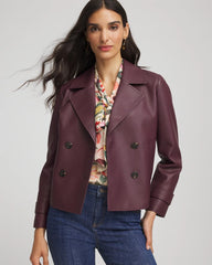 Blackened Burgundy Faux Leather Trench Coat