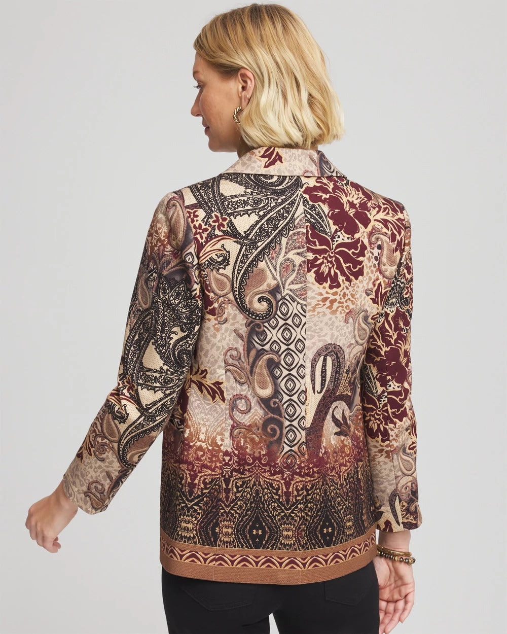 Graphite Gray Artisanal Print Ponte Blazer