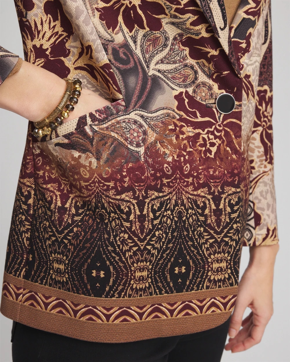 Graphite Gray Artisanal Print Ponte Blazer
