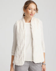 English Cream Elongated Faux Fur Vest