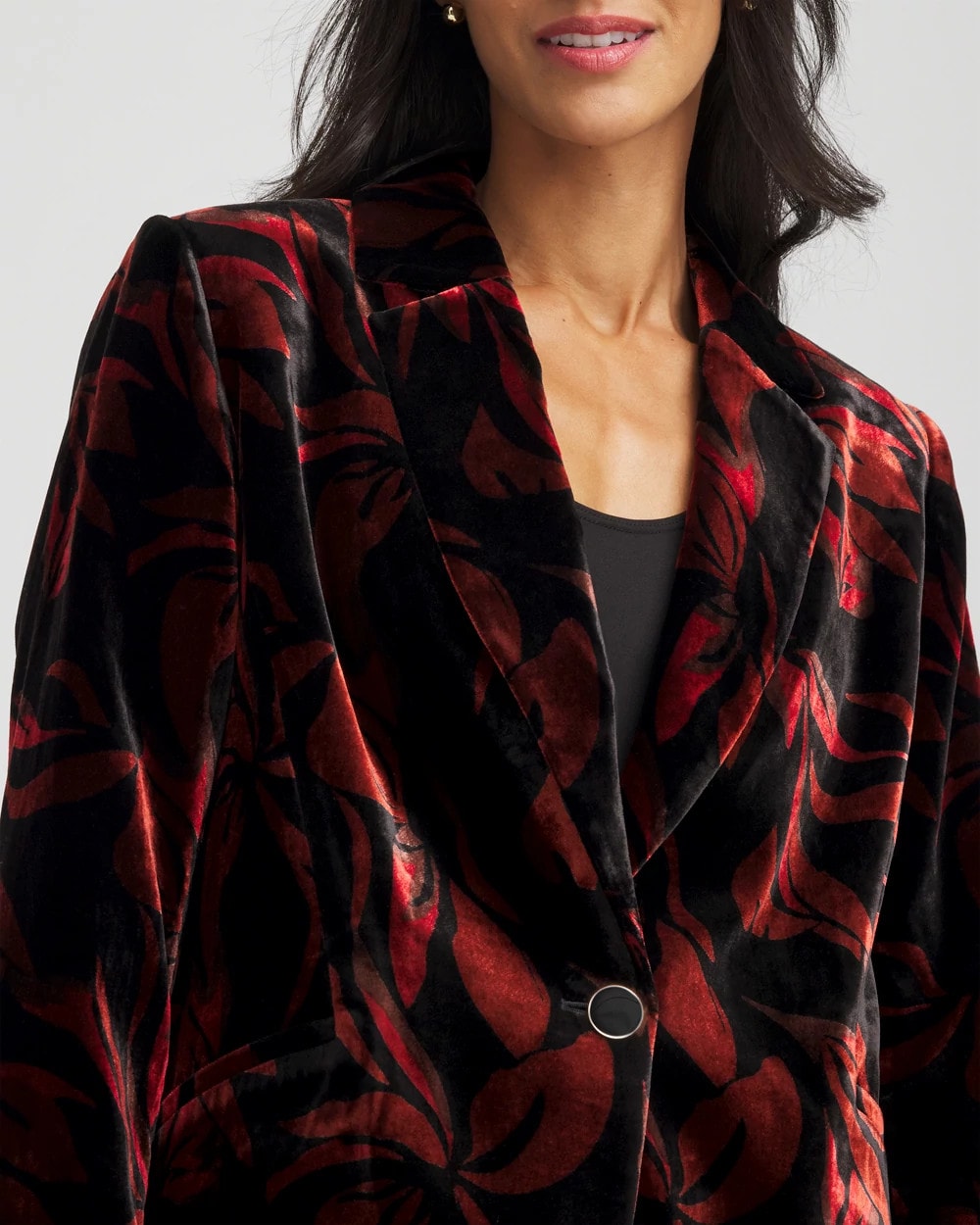 Black Velvet Printed Blazer