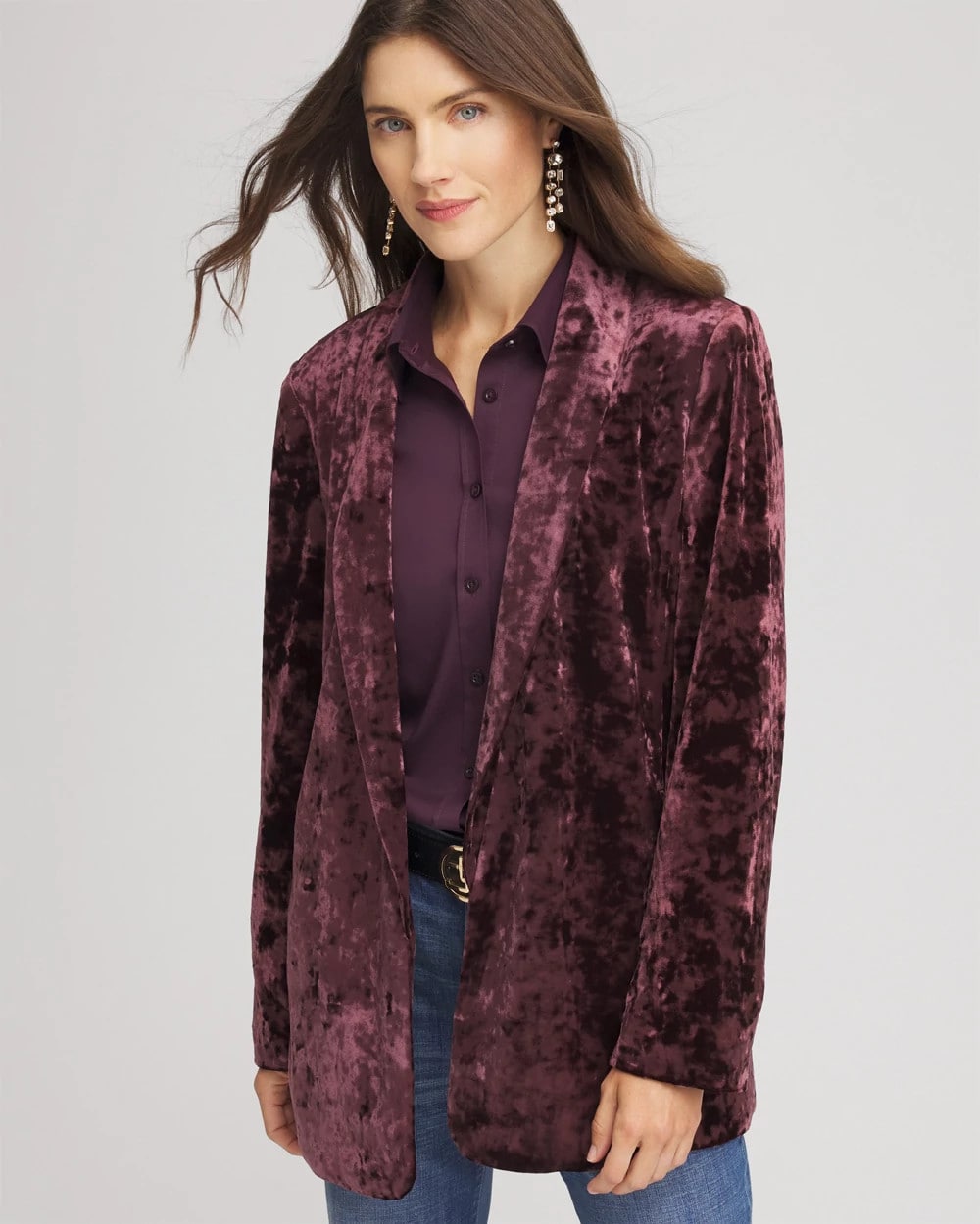 Night Bloom Crushed Velvet Blazer