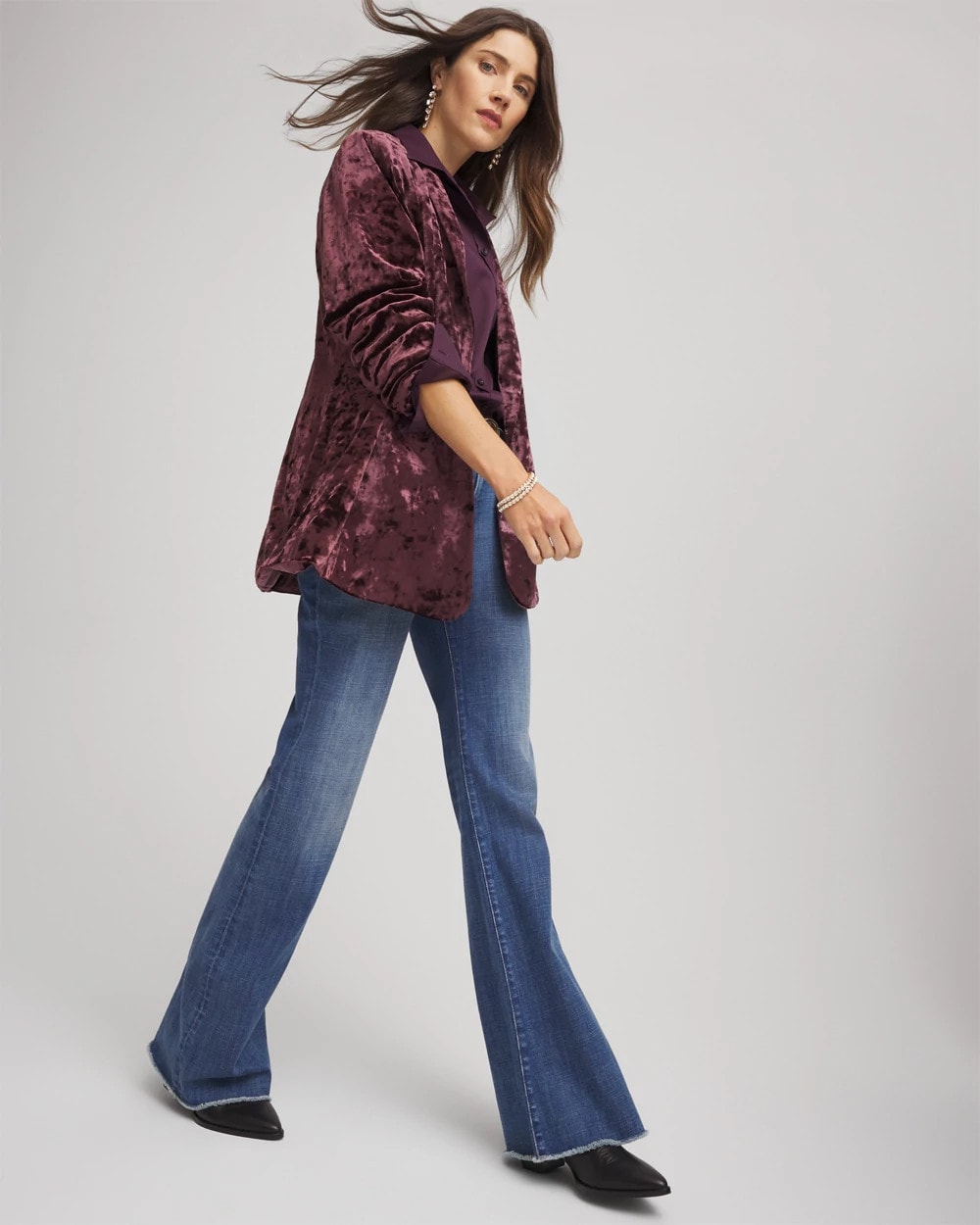 Night Bloom Crushed Velvet Blazer