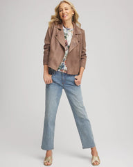 Dried Mushroom Suede Moto Jacket