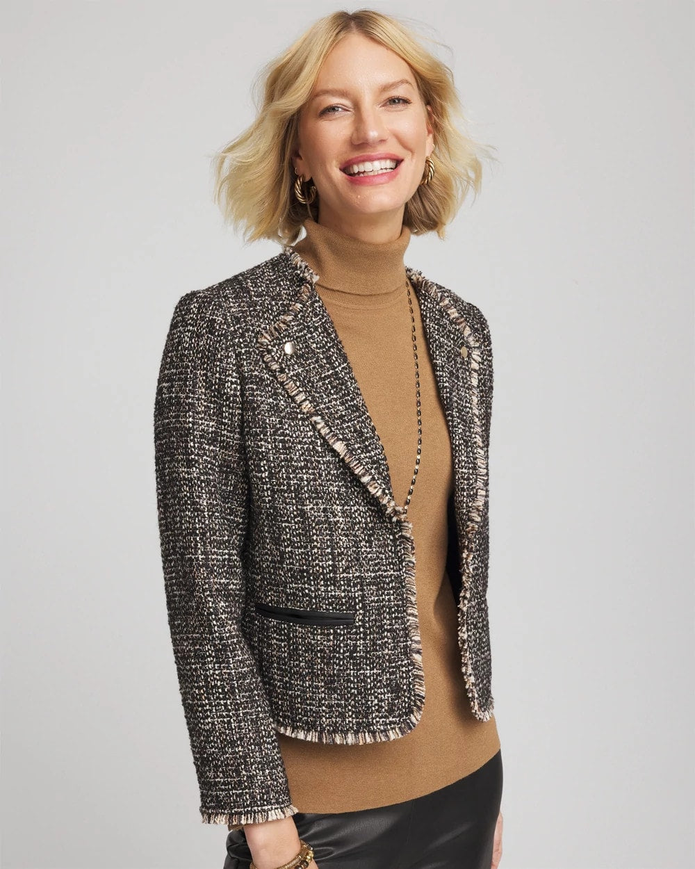 Black Tweed Mix Moto Jacket