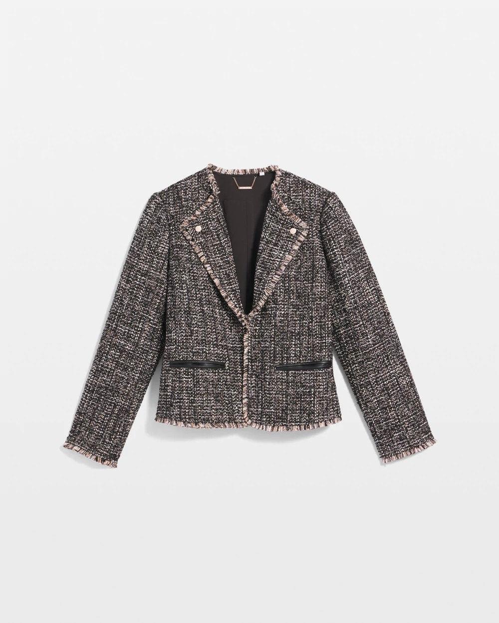 Black Tweed Mix Moto Jacket
