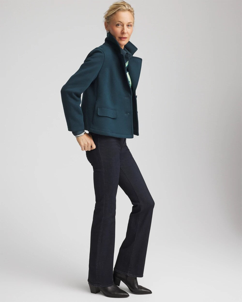 Teal Shadow Plush Knit Blazer
