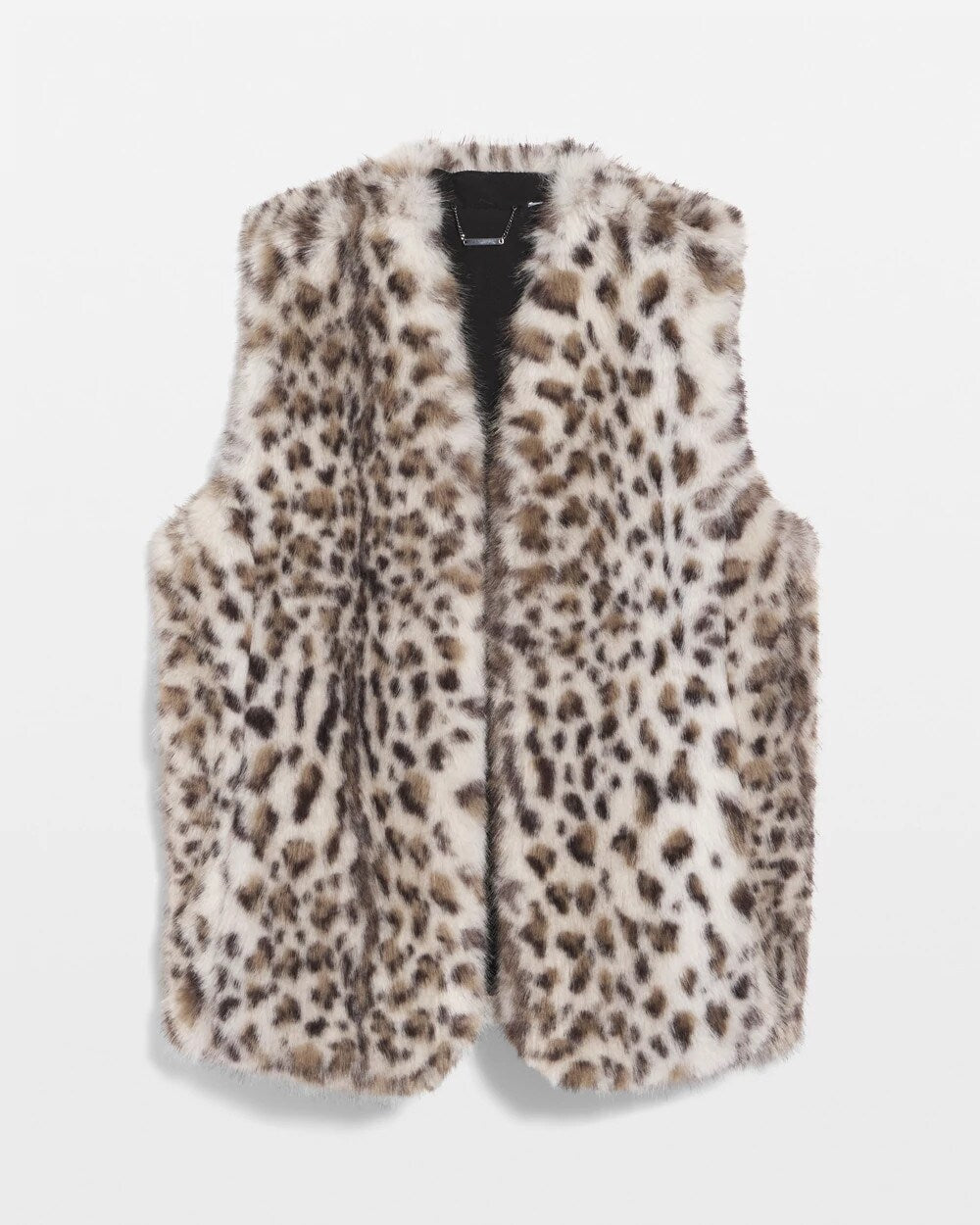 Cream Snow Leopard Faux Fur Vest