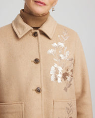 Light Taupe Heather Embroidered Wool Chore Jacket