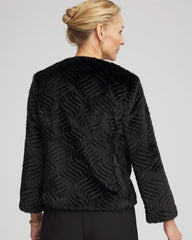 Black Pattern Fur Jacket