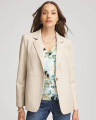 Ivory Wheat Faux Leather Blazer