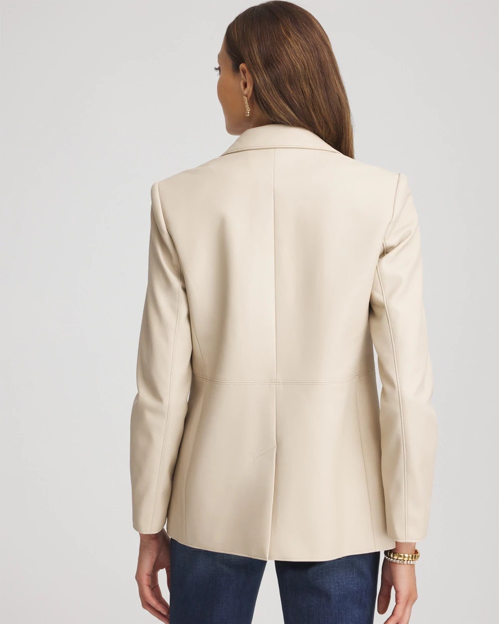 Ivory Wheat Faux Leather Blazer