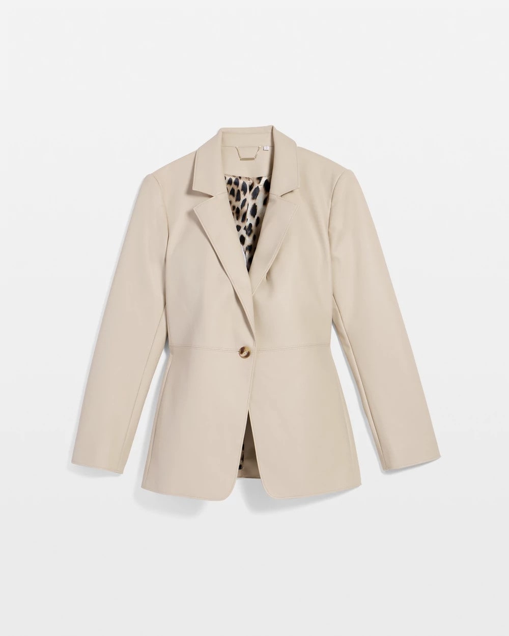 Ivory Wheat Faux Leather Blazer