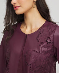 Blackened Burgundy Travelers™ Collection Faux Leather Embroidered Jacket