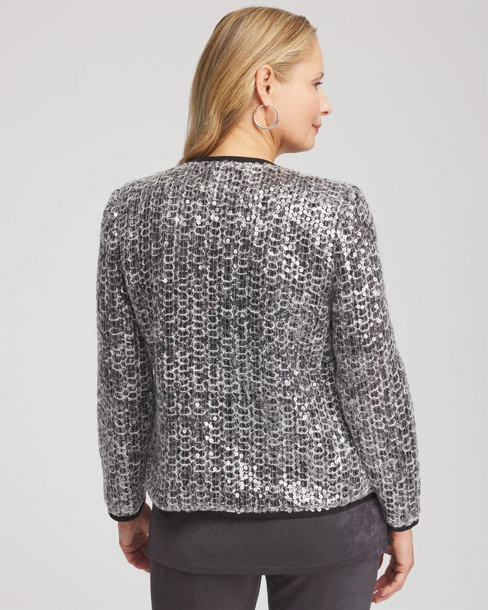 Serene Gray Travelers™ Collection Refined Sequins Netted Jacket