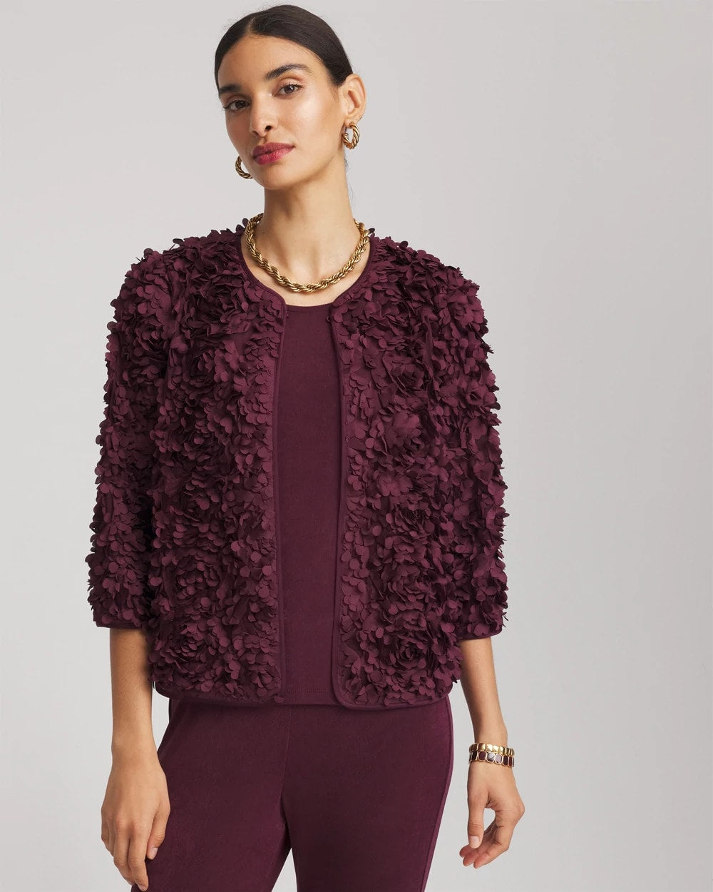 Blackened Burgundy Travelers™ Collection Textured Rosette Jacket