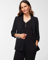 Black Ruched Sleeve Blazer