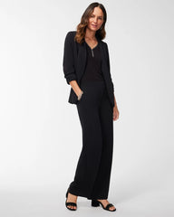 Black Ruched Sleeve Blazer