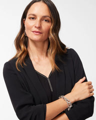 Black Ruched Sleeve Blazer