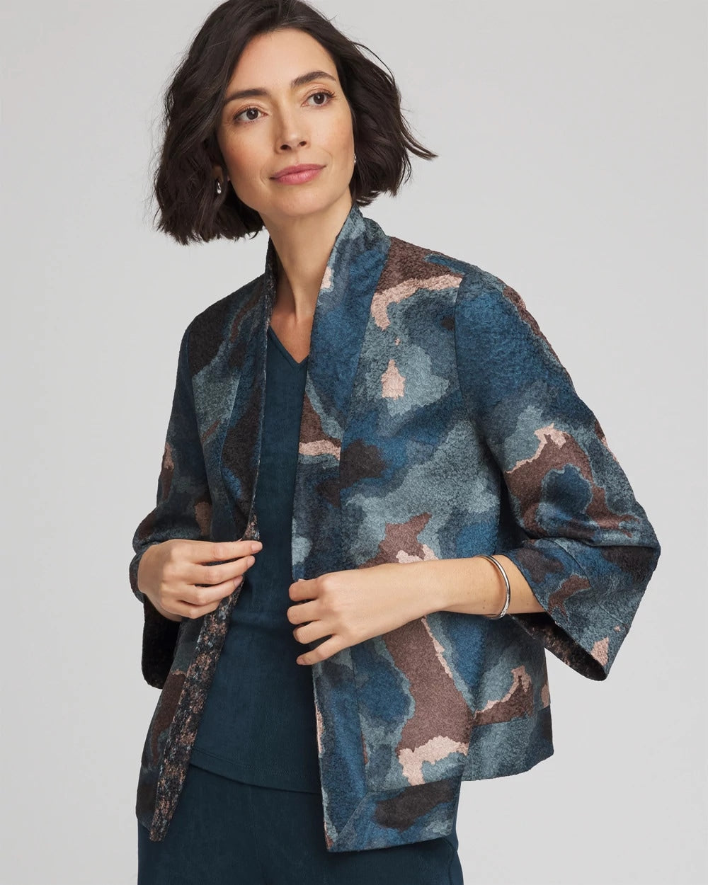 Teal Shadow Travelers™ Collection Crystal Crushed Reversible Jacket