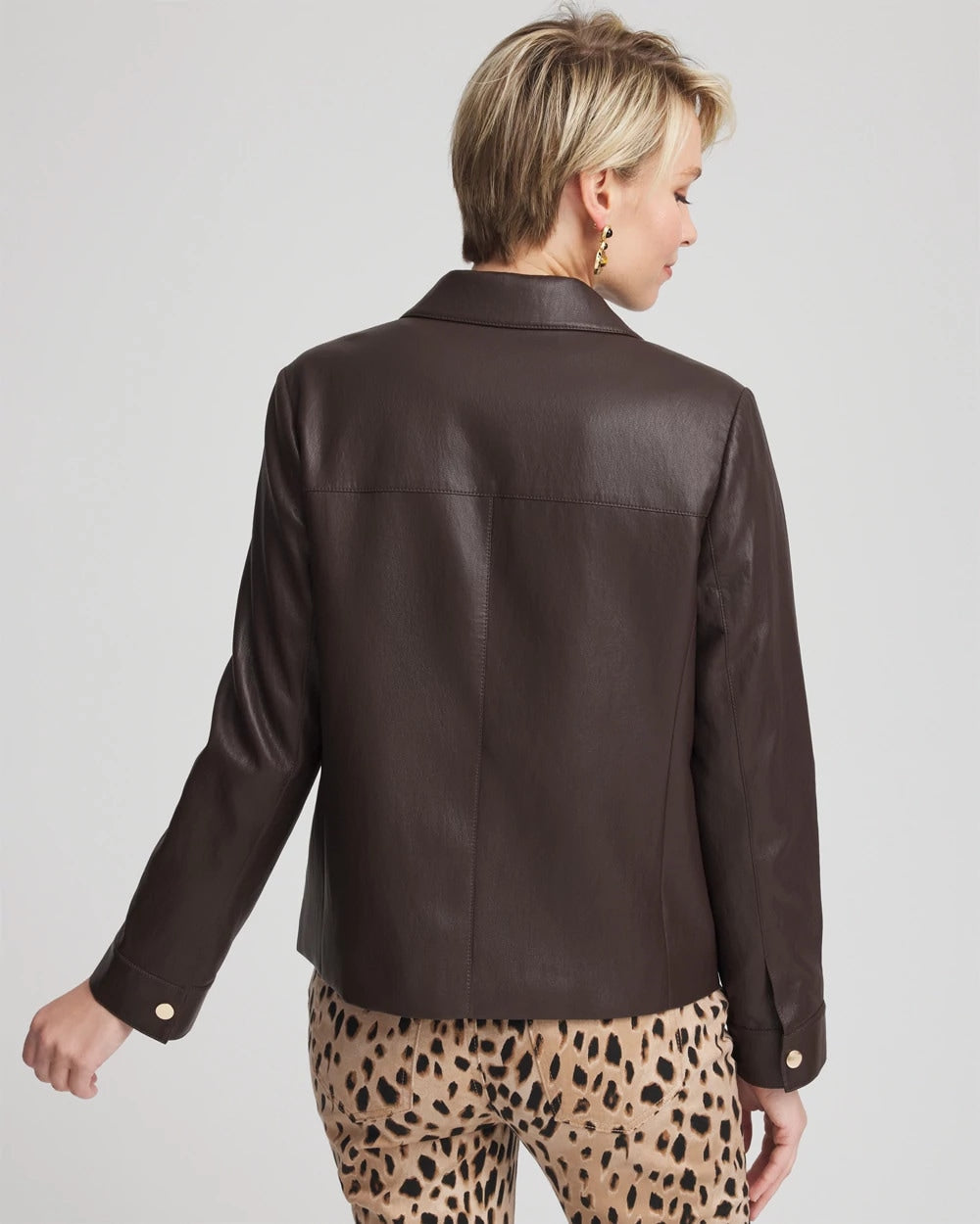 Black Raisin Snap Front Faux Leather Jacket