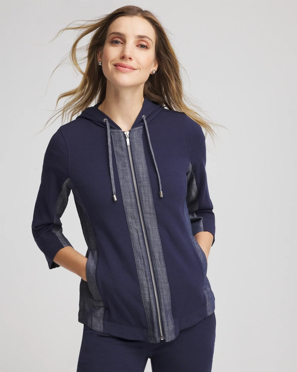 Passport Blue Zenergy® French Terry & Chambray Jacket