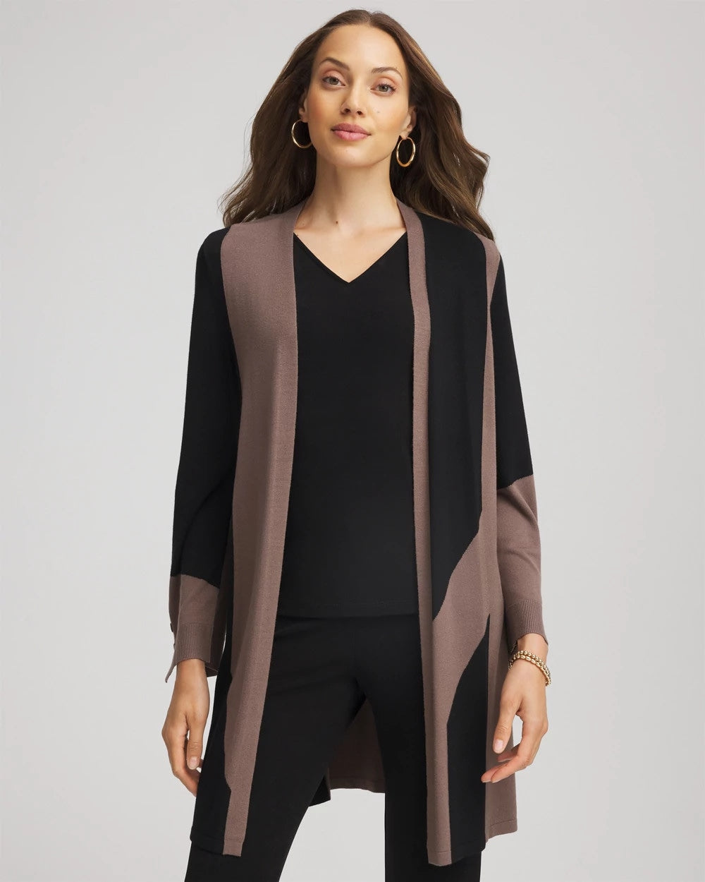 Deep Taupe Travelers™ Collection Colorblock Cardigan