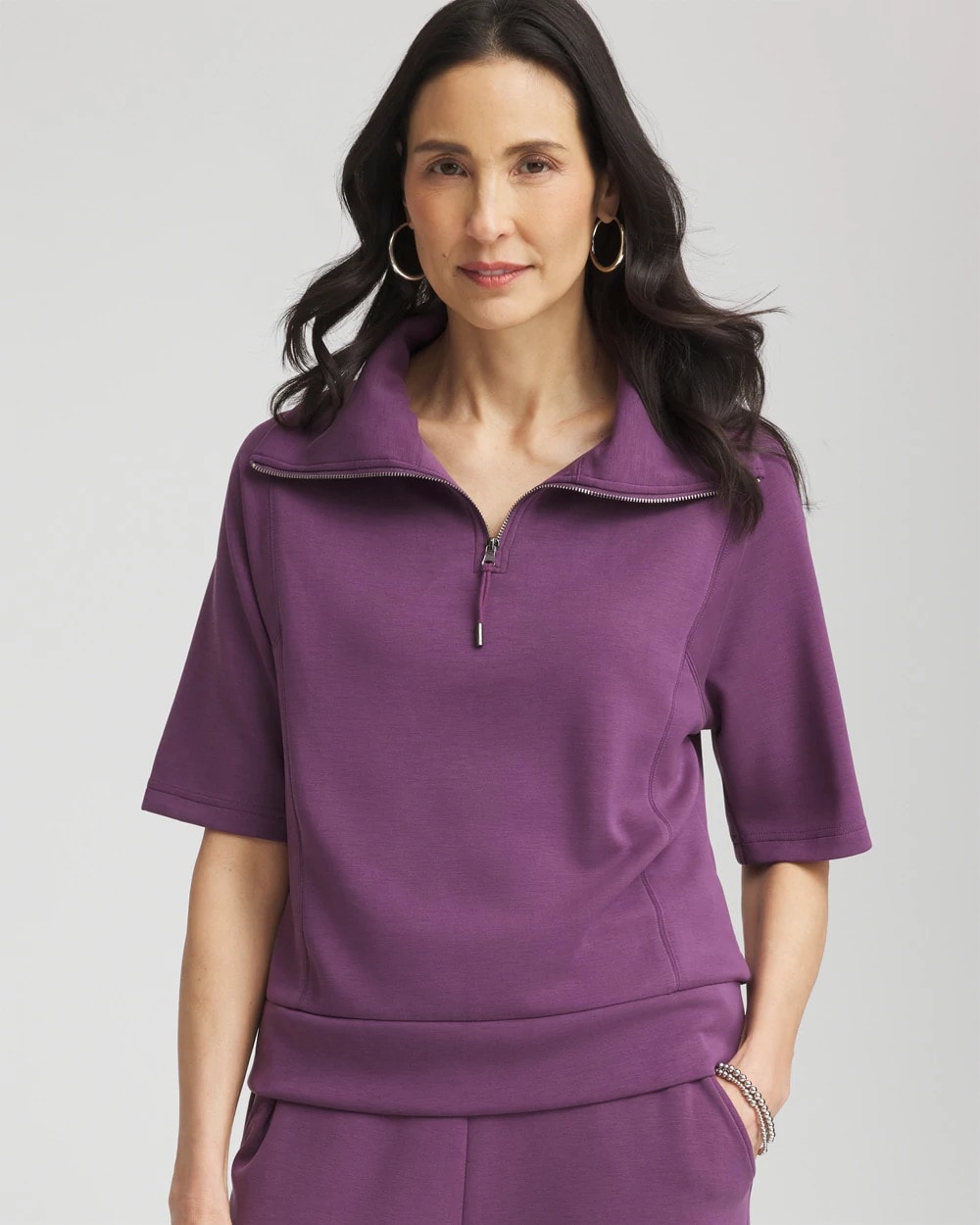 Washed Grape Zenergy® Soft Half-Zip Top
